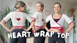 heart granny square crochet wrap top tutorial ❤️