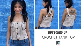 Buttoned Up Crochet Tank Top : ( Free Pattern Sizes XS - XXL )