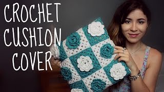 Crochet Cushion Cover with Flowers | Handmade House Decoration | step by step TUTORIAL