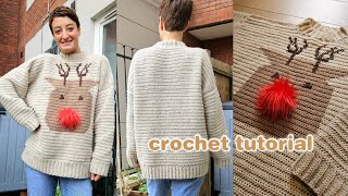 CHRISTMAS CROCHET SWEATER TUTORIAL | how to crochet a christmas jumper | oversized crochet sweater