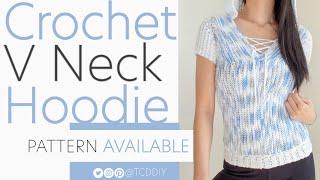 Crochet V Neck Hoodie | Pattern & Tutorial DIY