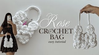 Rose Crochet Bag🌹/easy how to crochet tutorial🤍