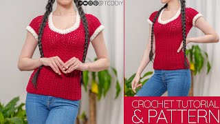 How to Crochet a V Neck Short Sleeve Top | Pattern & Tutorial DIY