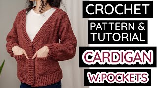 How to Crochet: Cardigan w. Pockets | Pattern & Tutorial DIY