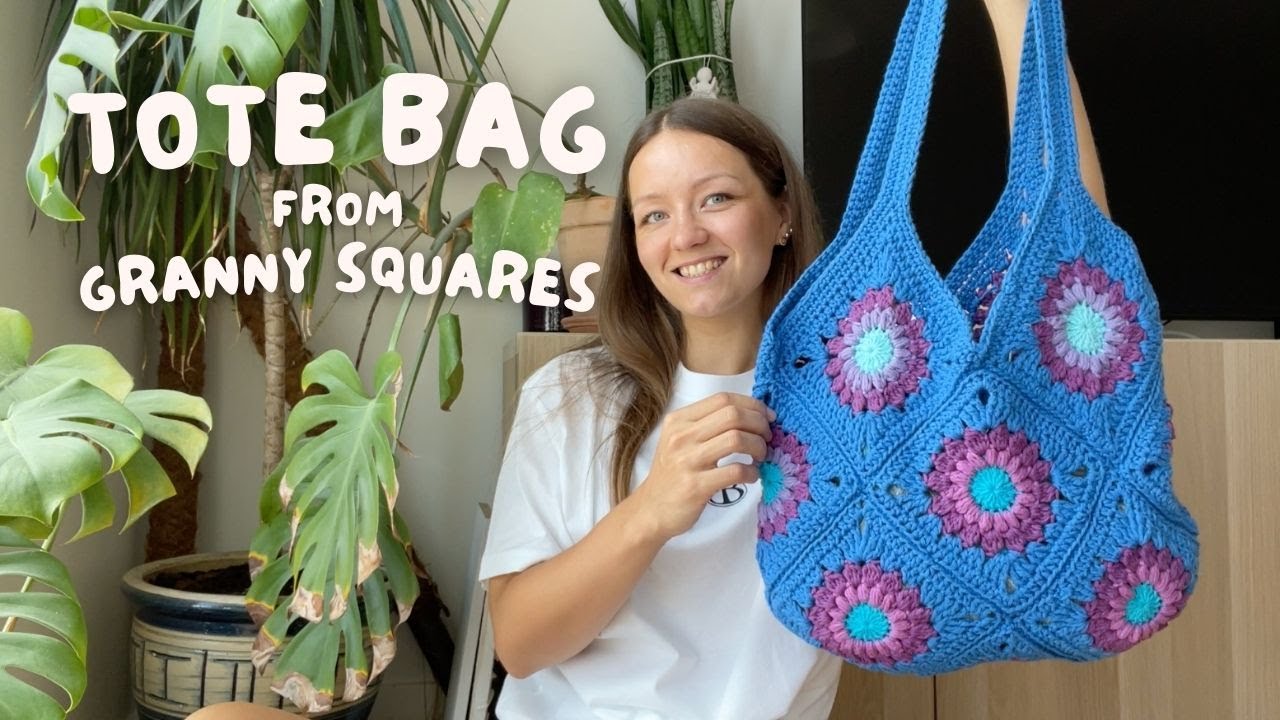 💙 TOTE BAG FROM GRANNY SQUARES | beginner friendly crochet tutorial