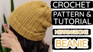 How to Crochet: Cozy Herringbone Beanie | Pattern & Tutorial DIY
