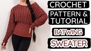 How to Crochet an Off the Shoulder Batwing Top | Pattern & Tutorial DIY