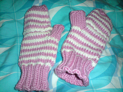 Candy Cane flip-top Mittens