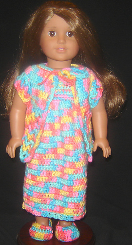 Nightie, Robe & Slippers for 18" Dolls