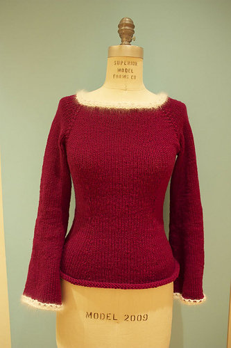 Angora Trimmed Top Down Sweater