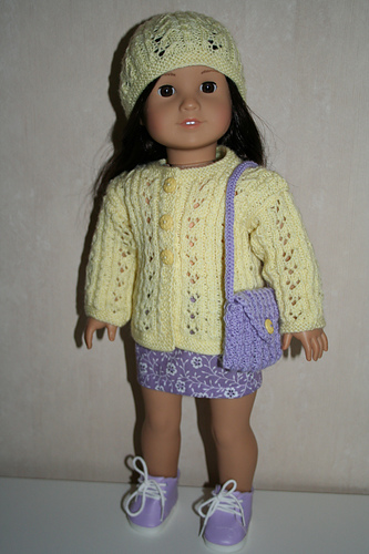 Lace jacket, hat and shoulder bag