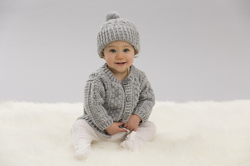 Aran Stitch Cardigan & Hat (Cardigan)