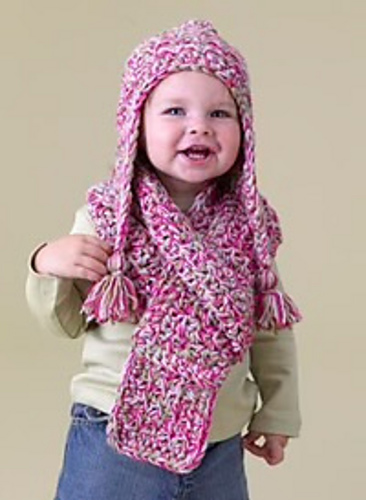 Speed Hook Earflap Hat and Scarf Set