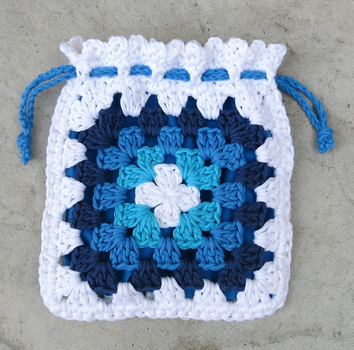 Granny Square Drawstring Pouch