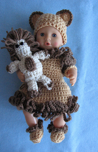 Baby Doll Lion Dress, Hat, Shoes & Toy Lion