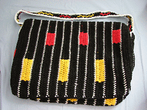 Messenger Bag with Stripes and Blocks of Color