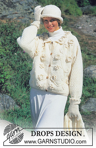39-31 jacket with flower, scarf  and crochet hat