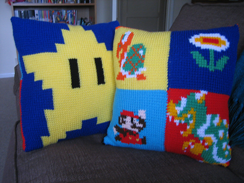 Tunisian Crochet Mario Cushion