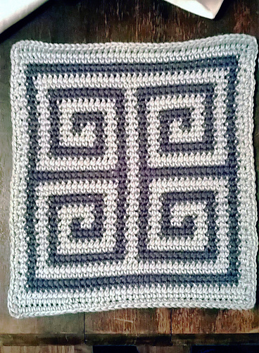 Greek Key Tapestry Crochet 10" Block