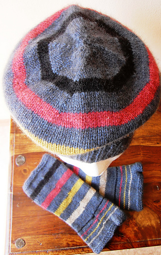 Hat and Wrist Warmers Stripy