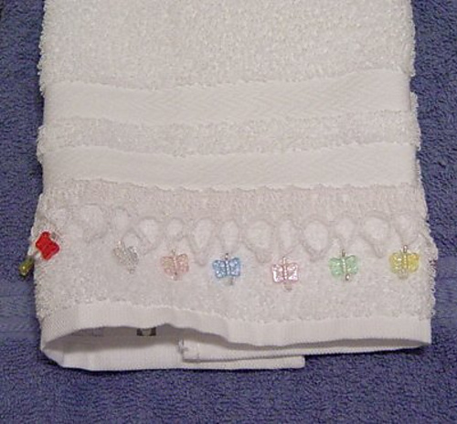 Beaded Butterfly Towel Edging