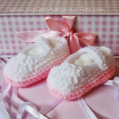 Pink & Cream Crochet Baby Booties