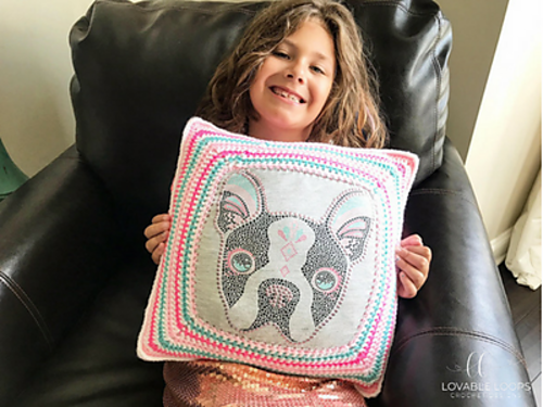 Up-cycled t-shirt Crochet Pillow