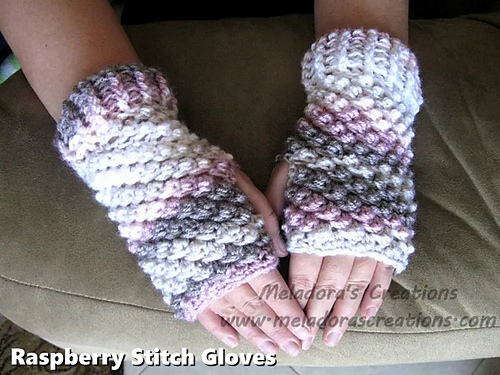 Raspberry Stitch Fingerless Gloves