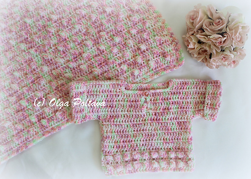 Popcorns Baby Sweater and Blanket