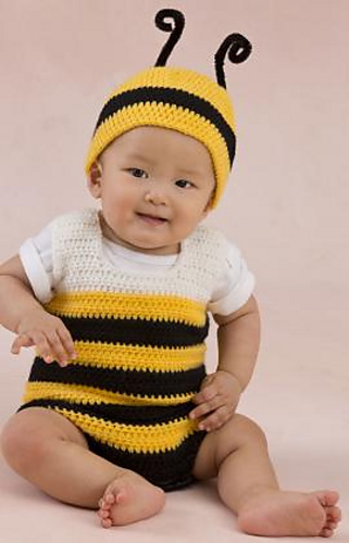 Little Baby Bee Playsuit and Hat