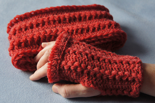 Hairpin Lace Scarf  and Fingerless Gloves