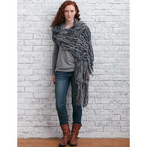 Arm Knit Fringed Wrap