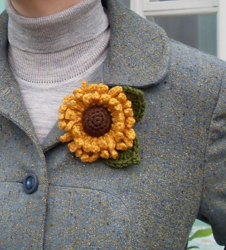 Felted Sunflower Pin