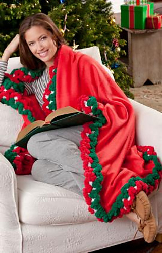 Holiday-Edged Fleece Throw