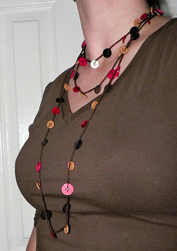 crochet button necklace and or wrap bracelet