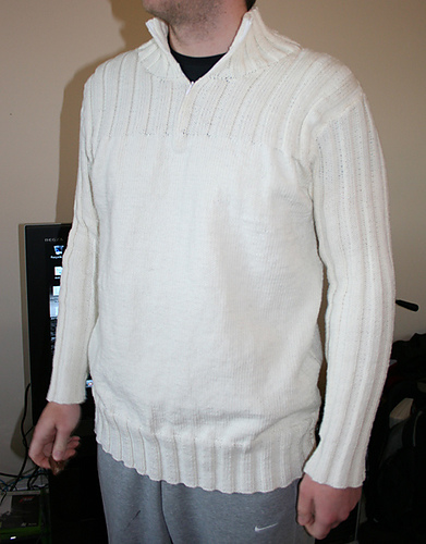 Man’s Jumper with Placed Rib and Zippered Collar