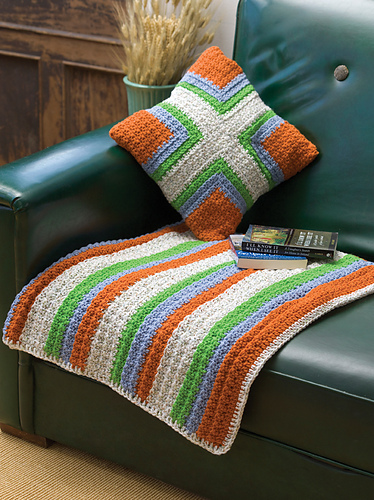 Striped & Four-Square Throw & Pillow