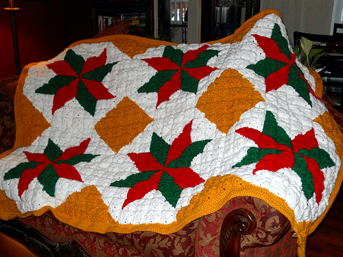 Christmas Lemoyne Star Crochet Quilt