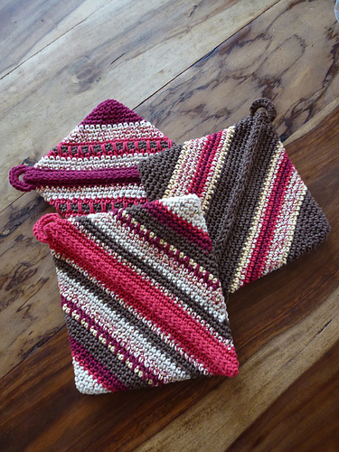 Double Thick Diagonally Striped Potholder