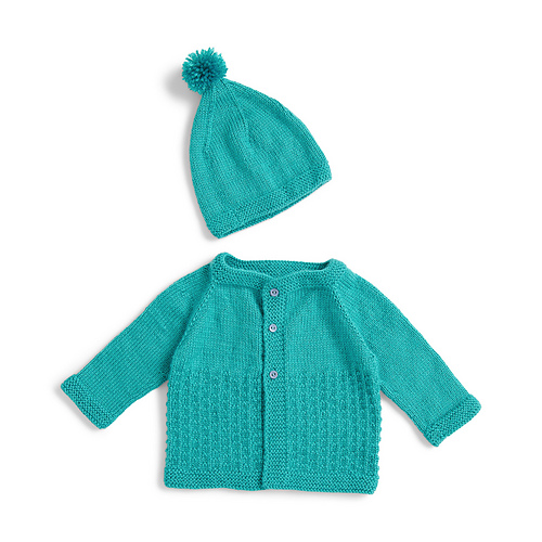Yoke Baby Cardigan and Hat