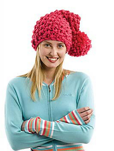 Seed Stitch Hat with Pom Pom