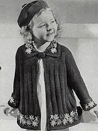 Flower Trimmed Coat and Beret #512