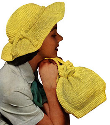Yellow Picture Hat and Bag