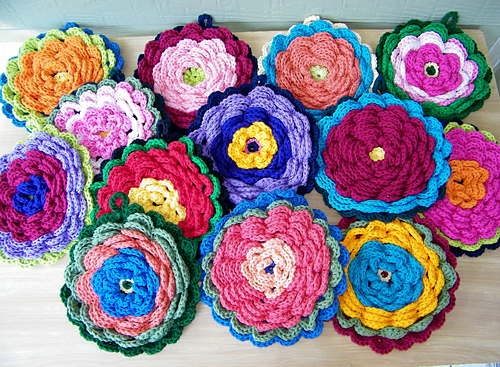 Fanciful Flower Potholders