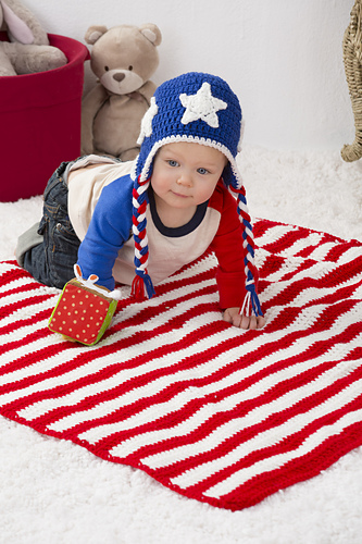 Patriotic Stripes Blanket & hat