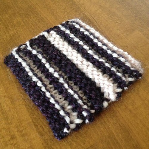 Striped knit and purl coaster
