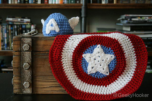 Captain America baby beanie & shield blanket