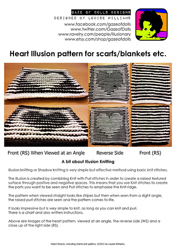 Black & White Valentine Heart Illusion Knitting