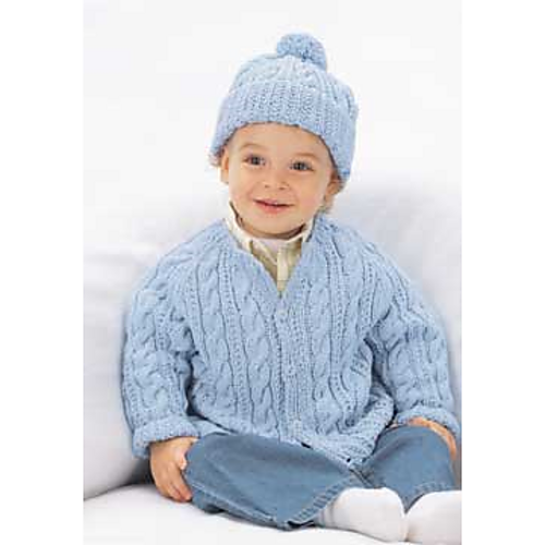 Raglan Cables Set: Cardigan and Hat