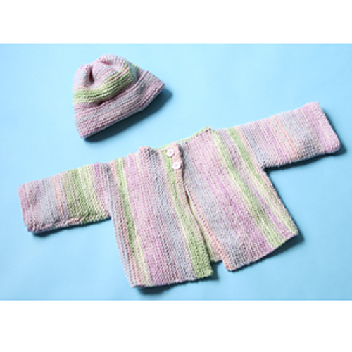 Rose Lichen Cardigan and Hat